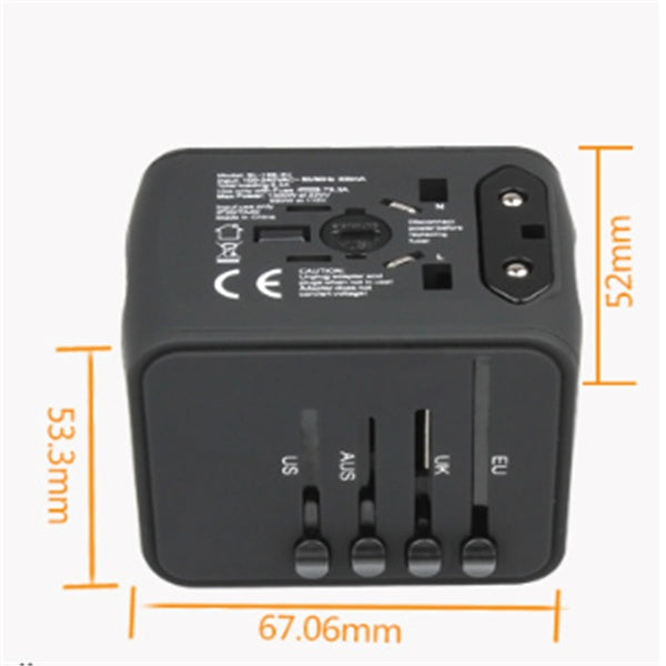 Adaptor de Călătorie Multi-Funcțional – Convertor Universal cu USB și AC, Compatibil cu Peste 170 de Țări ✈️