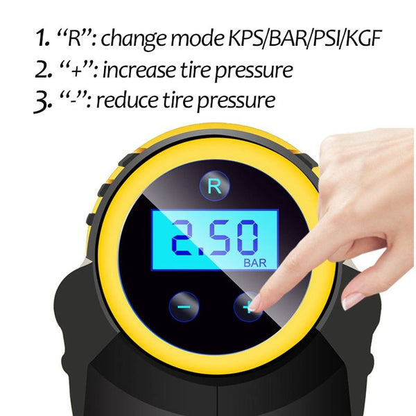 Compresor Auto Portabil cu LED – Digital, Automat și Inteligent Compresor Auto Portabil cu LED – Digital, Automat și Inteligent