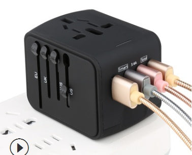 Adaptor de Călătorie Multi-Funcțional – Convertor Universal cu USB și AC, Compatibil cu Peste 170 de Țări ✈️