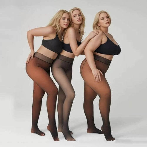 Colanți termo transparenți cu captușeală fleece “One-line True See-through” pentru femei – modelare și căldură