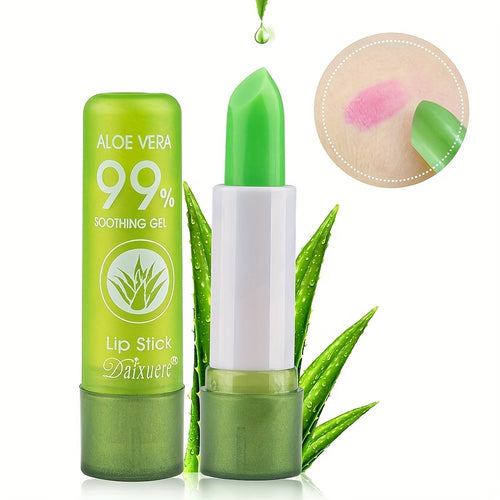 Ruj Balsam de Buze Hidratant cu Aloe Vera, persistent, își schimbă culoarea, efect natural.
