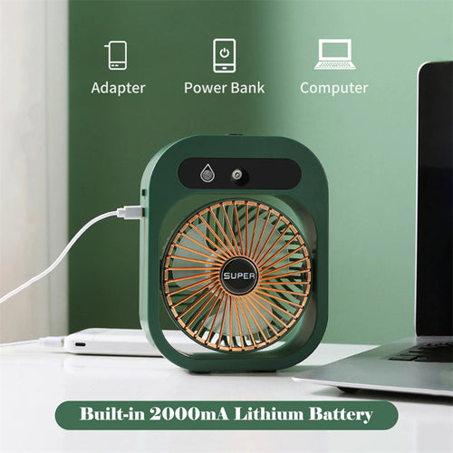 Mini Ventilator de Birou USB 2 în 1 – Pulverizare, Umidificator și Răcire Portabilă ️