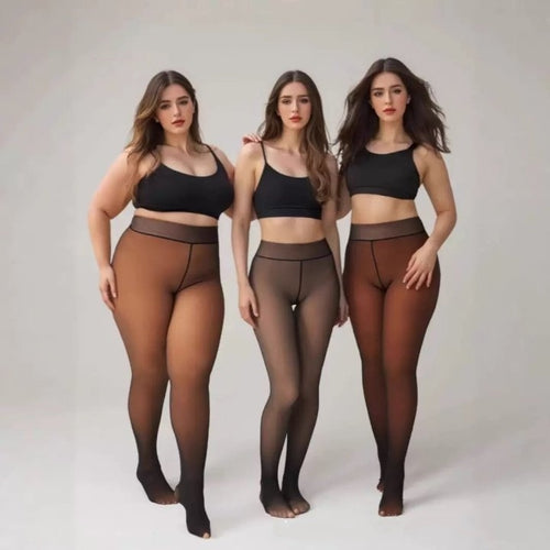 Colanți termo transparenți cu captușeală fleece “One-line True See-through” pentru femei – modelare și căldură