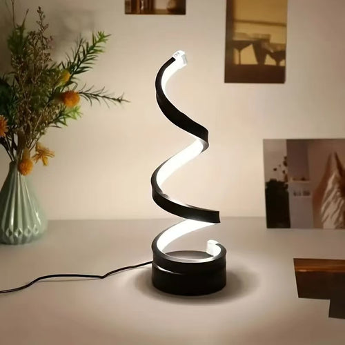 Lampă de Birou LED Modernă, Design Spirală, Alimentare USB, pentru Dormitor și Living.