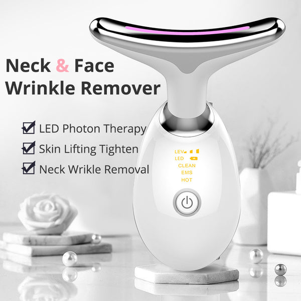 Aparat electric EMS pentru masaj și fermitate facială și de gât cu lumină LED