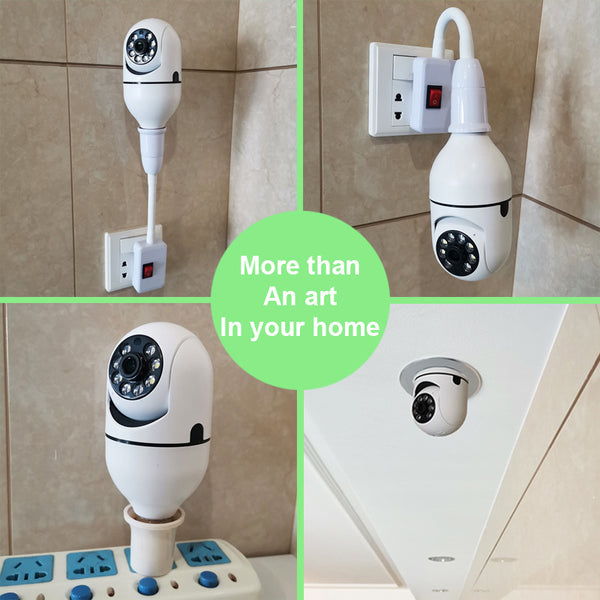WiFi Cameră Bec 1080P cu Zoom 4X, Monitorizare 5G, Alarmă Inteligentă & Viziune Nocturnă Colorată – Home Security