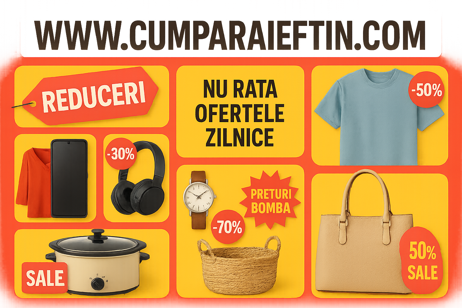 as vrea o imagine in care apare logoul meu WWW.CUMPARAIEFTIN.COM si diferite produse pe cateogrii asa atractive tot asa cu reduceri cu haine cu nu rata ofertele zilnice cu preturi bomba 