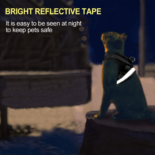 Ham Pisici tip Vestă, Reflectorizant, Material Mesh Respirabil, cu Lesă Inclusă.