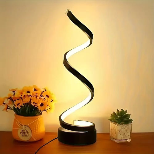 Lampă de Birou LED Modernă, Design Spirală, Alimentare USB, pentru Dormitor și Living.